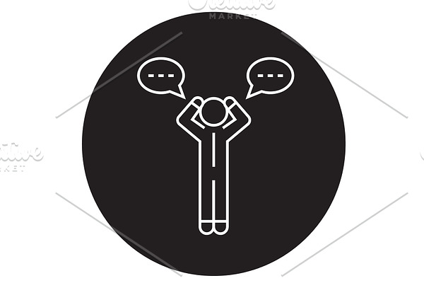 Doubt man with chat black vector