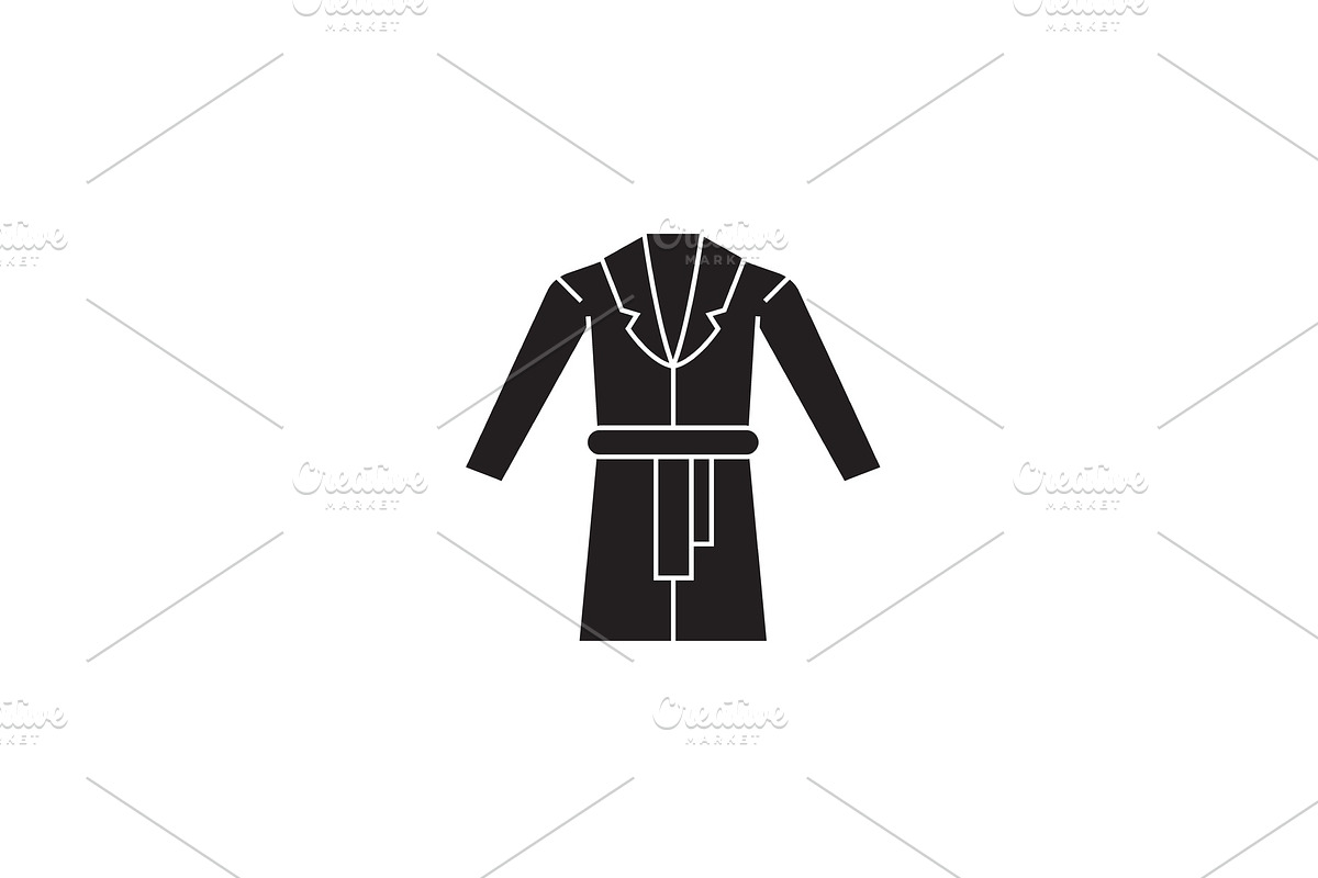 Dressing gown black vector concept in Objects - product preview 8