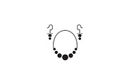 Earrings necklace black vector