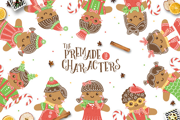 Cute Gingerbread Character Creator in Illustrations - product preview 8