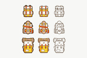vector icons with backpacks 