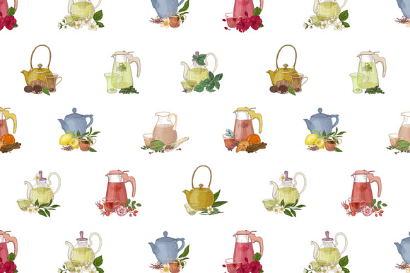 Tea bundle and seamless in Illustrations - product preview 3