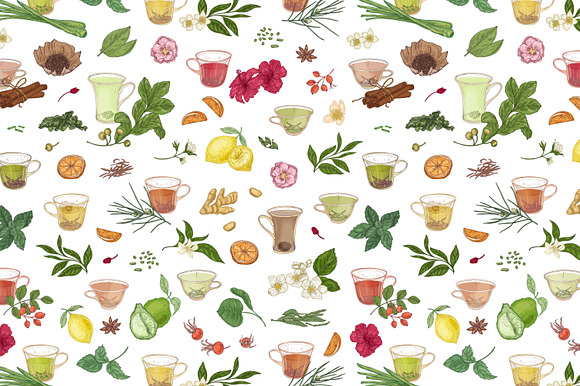 Tea bundle and seamless in Illustrations - product preview 4