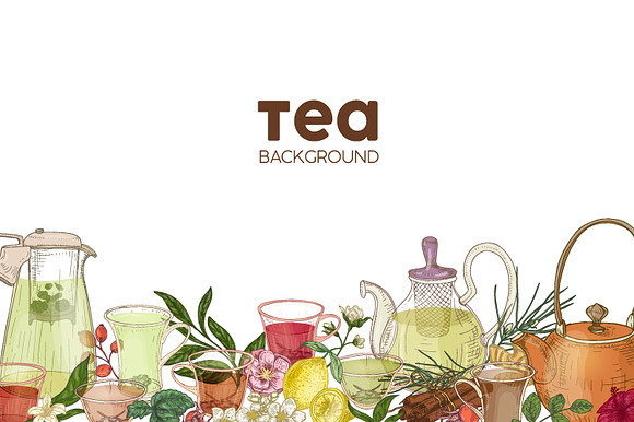 Tea bundle and seamless in Illustrations - product preview 5