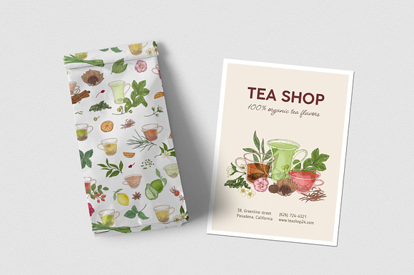 Tea bundle and seamless in Illustrations - product preview 8