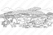 Safari Cartoon Animal Background