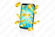 Mobile Cell Phone Flying Coin Money