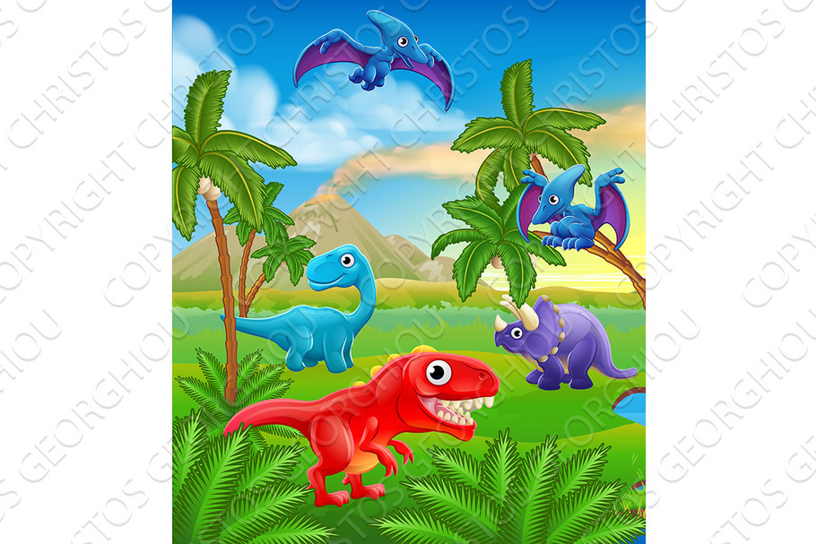 Dinosaur Cartoon Prehistoric in Illustrations - product preview 8