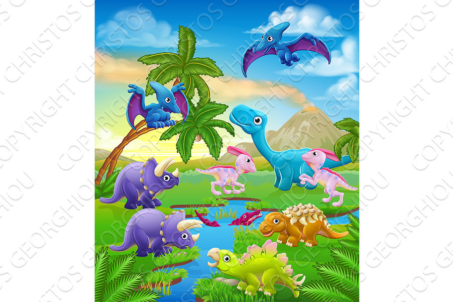 Dinosaur Cartoon Prehistoric in Illustrations - product preview 8
