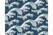 Japanese Great Wave Seamless Pattern