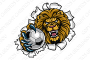 Lion Holding Soccer Ball Breaking