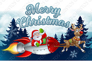 Santa Rocket Sleigh Merry Christmas