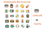 Multimedia Flat Icons Set