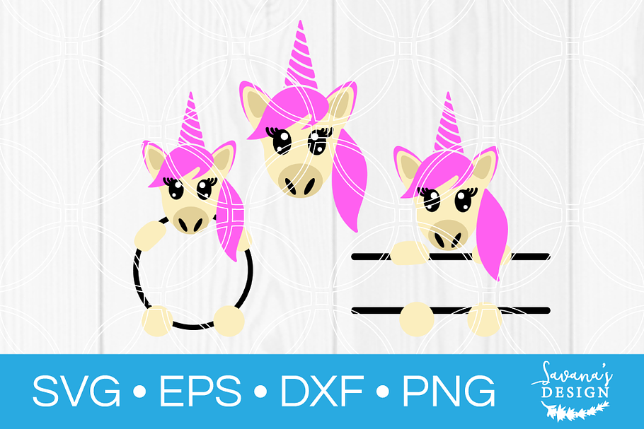 Unicorn Face SVG Circle Monogram SVG in Illustrations - product preview 8