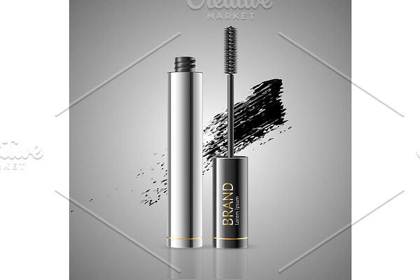 Mascara Package with Brush. Vector