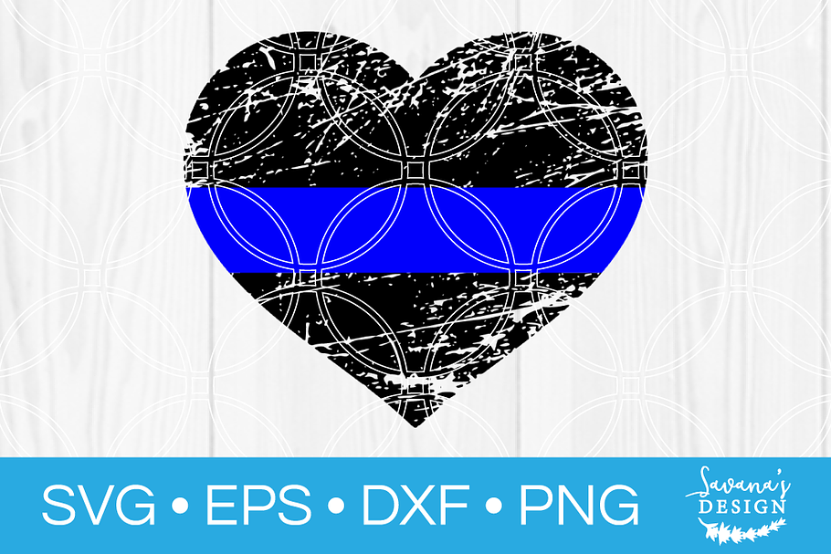Thin Blue Line Heart SVG Cut File