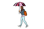 teen girl with umbrella