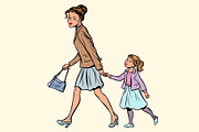 mother and daughter are walking