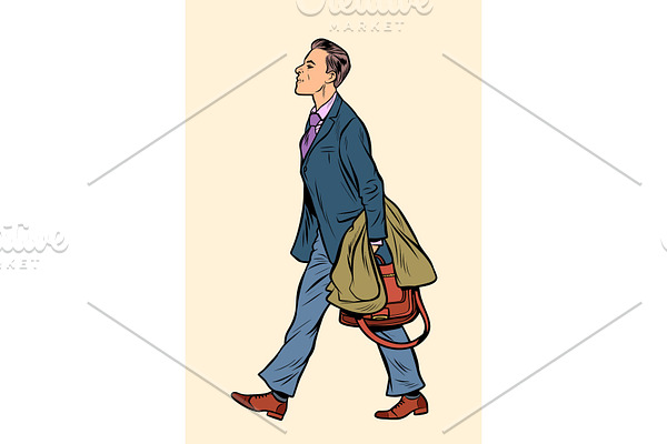 businessman walking, walk around the
