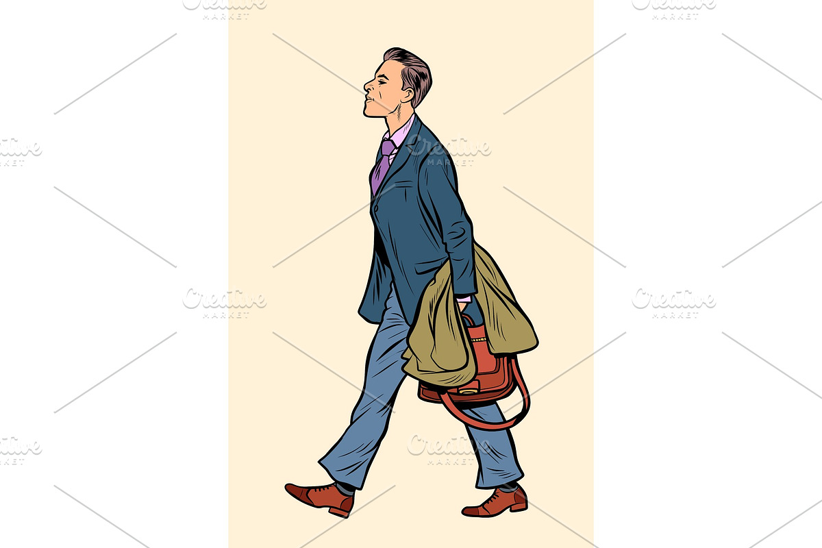 businessman walking, walk around the in Illustrations - product preview 8