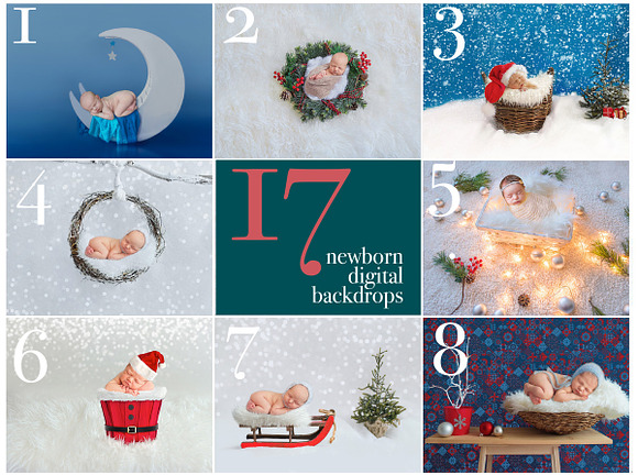 CHRISTMAS Bundle 17digital backdrops in Photoshop Layer Styles - product preview 1