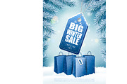 Christmas sale on winter background