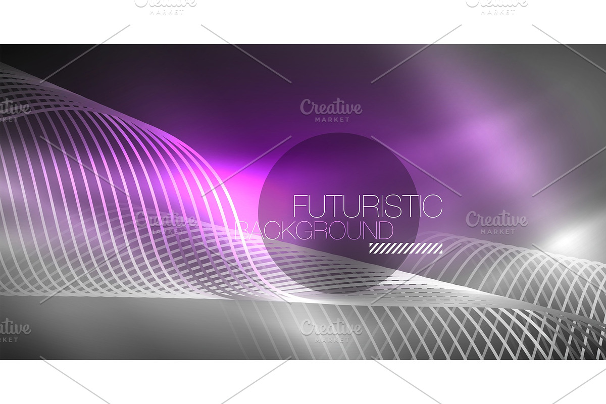 Neon lines wave background. Abstract in Illustrations - product preview 8