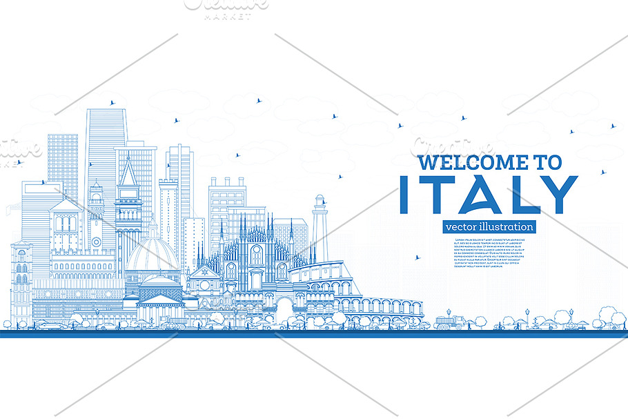 Outline Welcome to Italy Skyline 