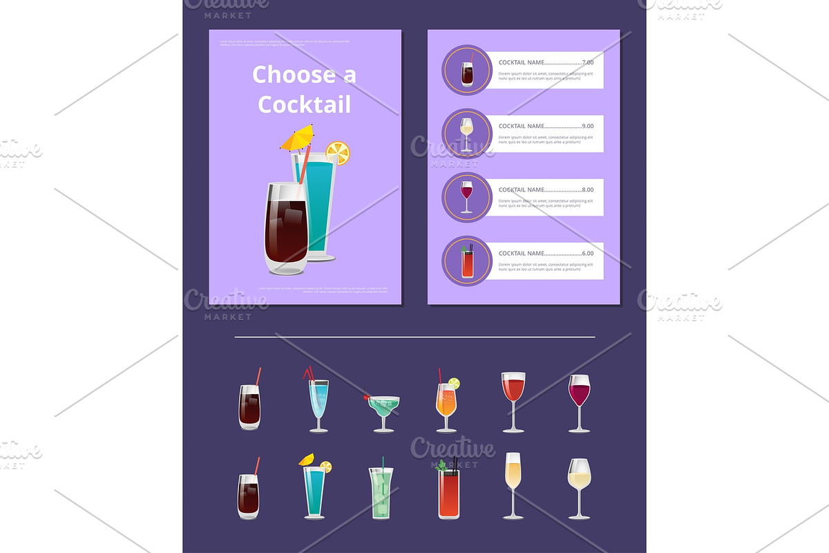 Choose a Cocktail Menu Bar Layout in Illustrations - product preview 8