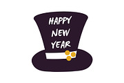 Happy New Year Cylinder Hat Vector