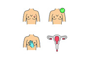Gynecology color icons set