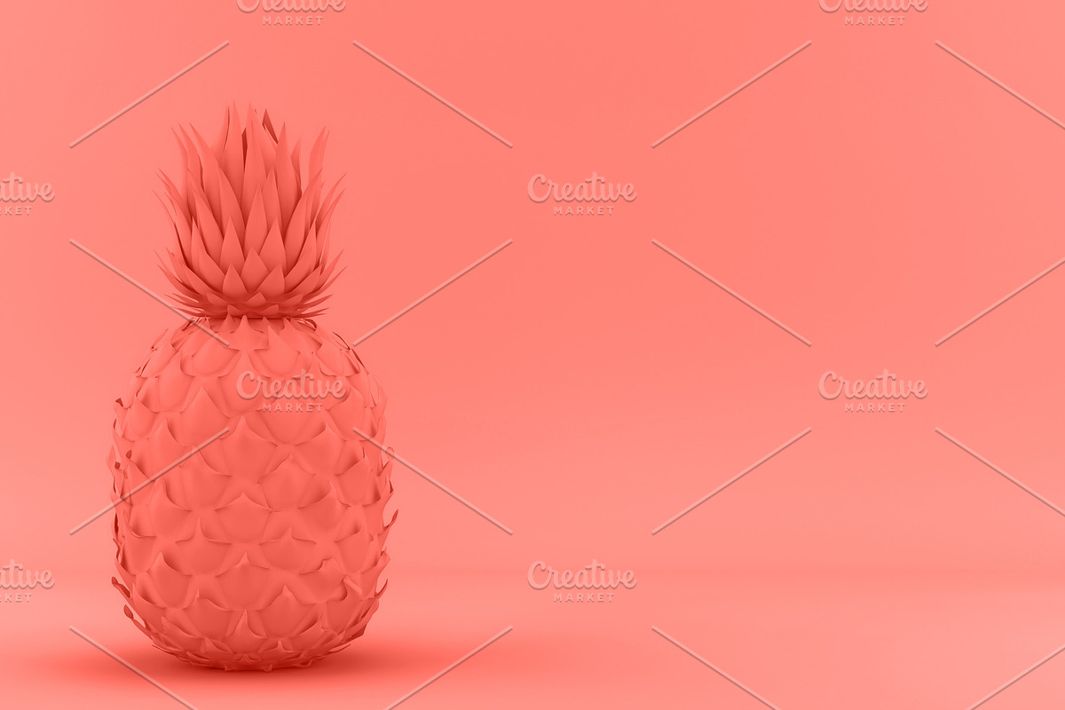 Painted Pinapple trend living Coral in Illustrations - product preview 8