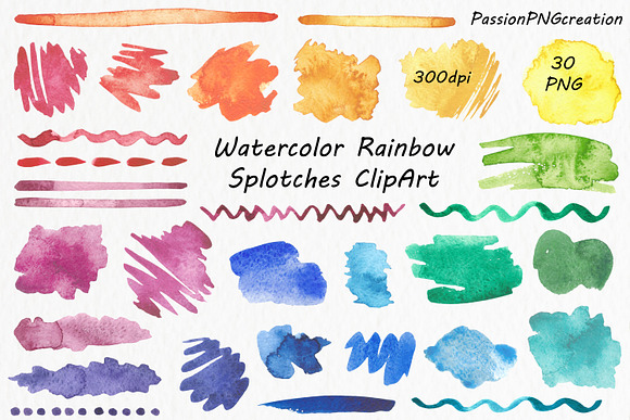 Big Set of Watercolor Rainbow shapes in Illustrations - product preview 4