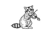 Raccoon playing violin engraving