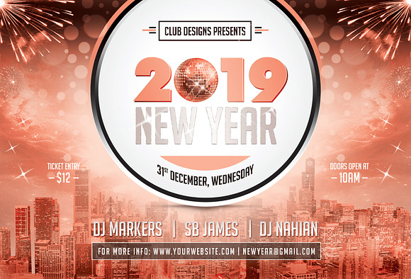 New Year Party Flyer 2019 in Flyer Templates - product preview 1