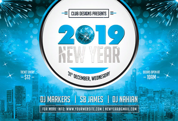 New Year Party Flyer 2019 in Flyer Templates - product preview 2