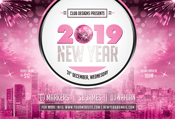 New Year Party Flyer 2019 in Flyer Templates - product preview 3