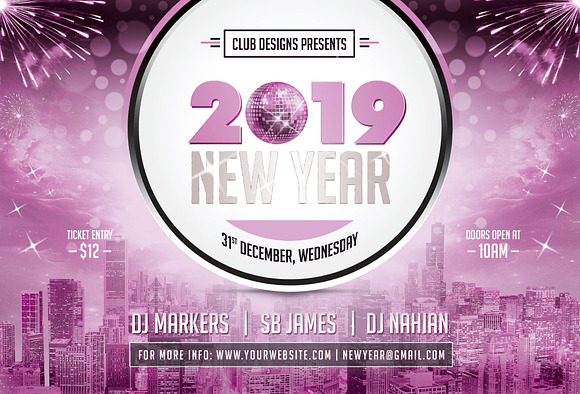 New Year Party Flyer 2019 in Flyer Templates - product preview 4