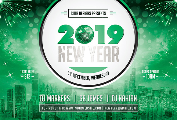 New Year Party Flyer 2019 in Flyer Templates - product preview 5