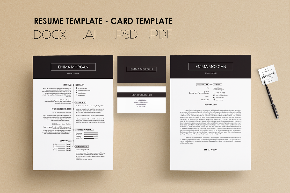 Pack Resume and Card Template / M in Resume Templates - product preview 8