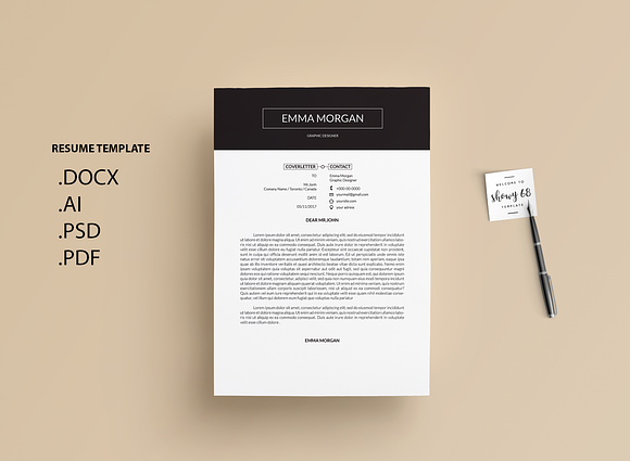 Pack Resume and Card Template / M in Resume Templates - product preview 4