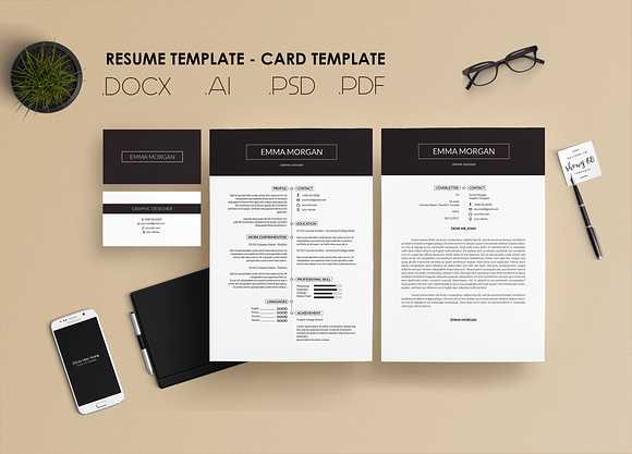 Pack Resume and Card Template / M in Resume Templates - product preview 7