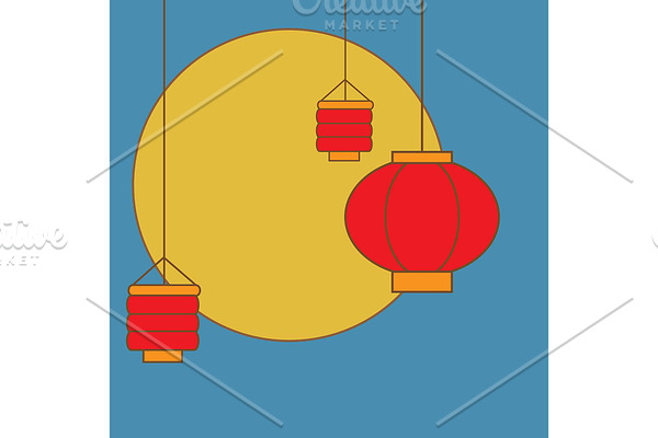 Oriental background red lanterns