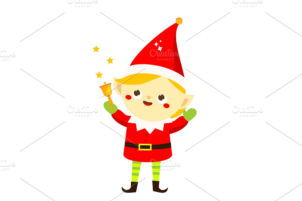 Christmas Santa elf jingle bell in Icons - product preview 8