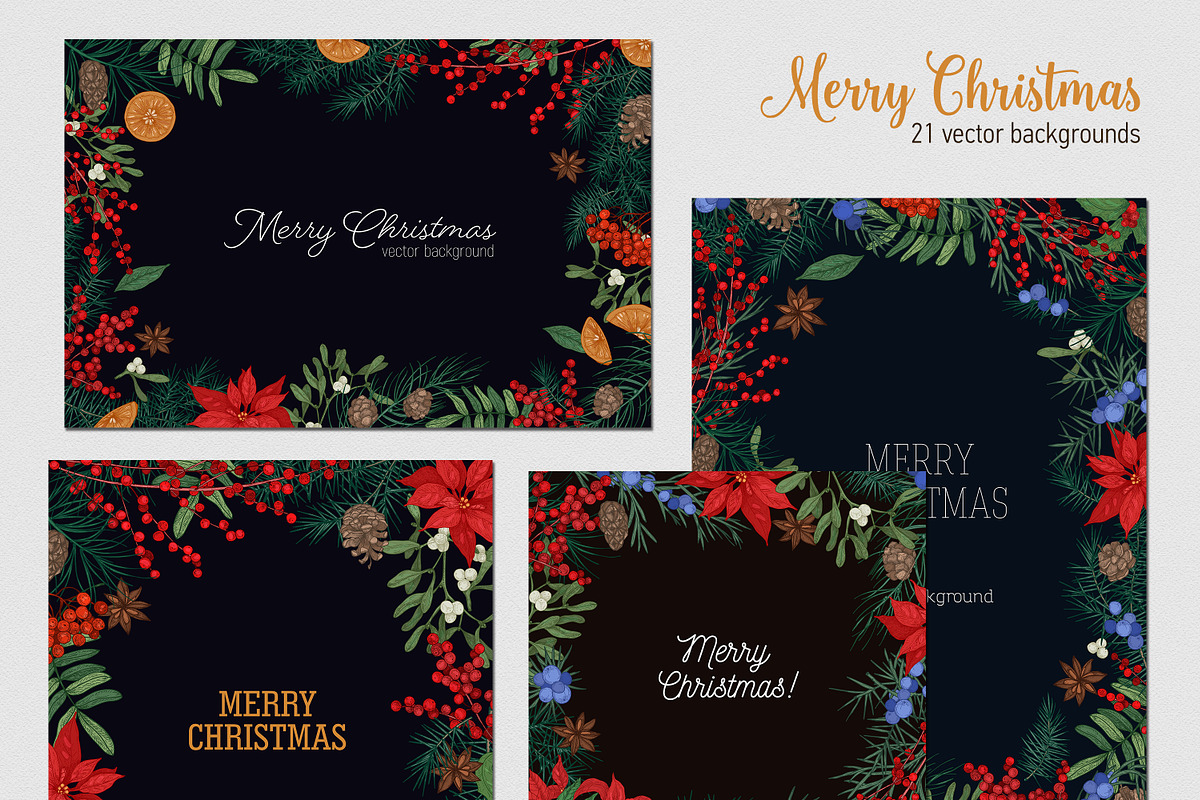 Floral christmas frames in Illustrations - product preview 8