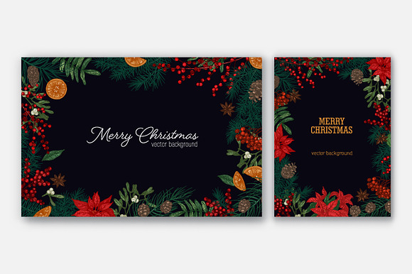 Floral christmas frames in Illustrations - product preview 1
