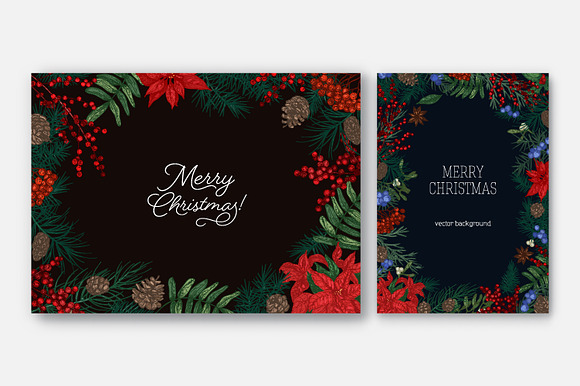 Floral christmas frames in Illustrations - product preview 2