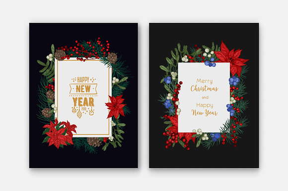 Floral christmas frames in Illustrations - product preview 3