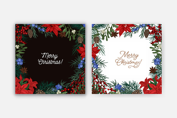 Floral christmas frames in Illustrations - product preview 4
