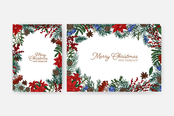 Floral christmas frames in Illustrations - product preview 5